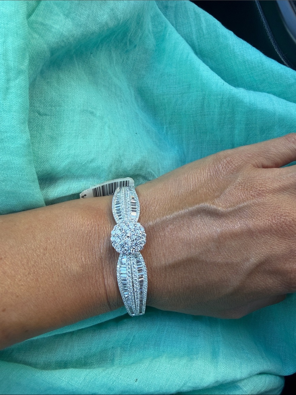 Silver Crystal Pave Cluster Bracelet - Women's Jewelry